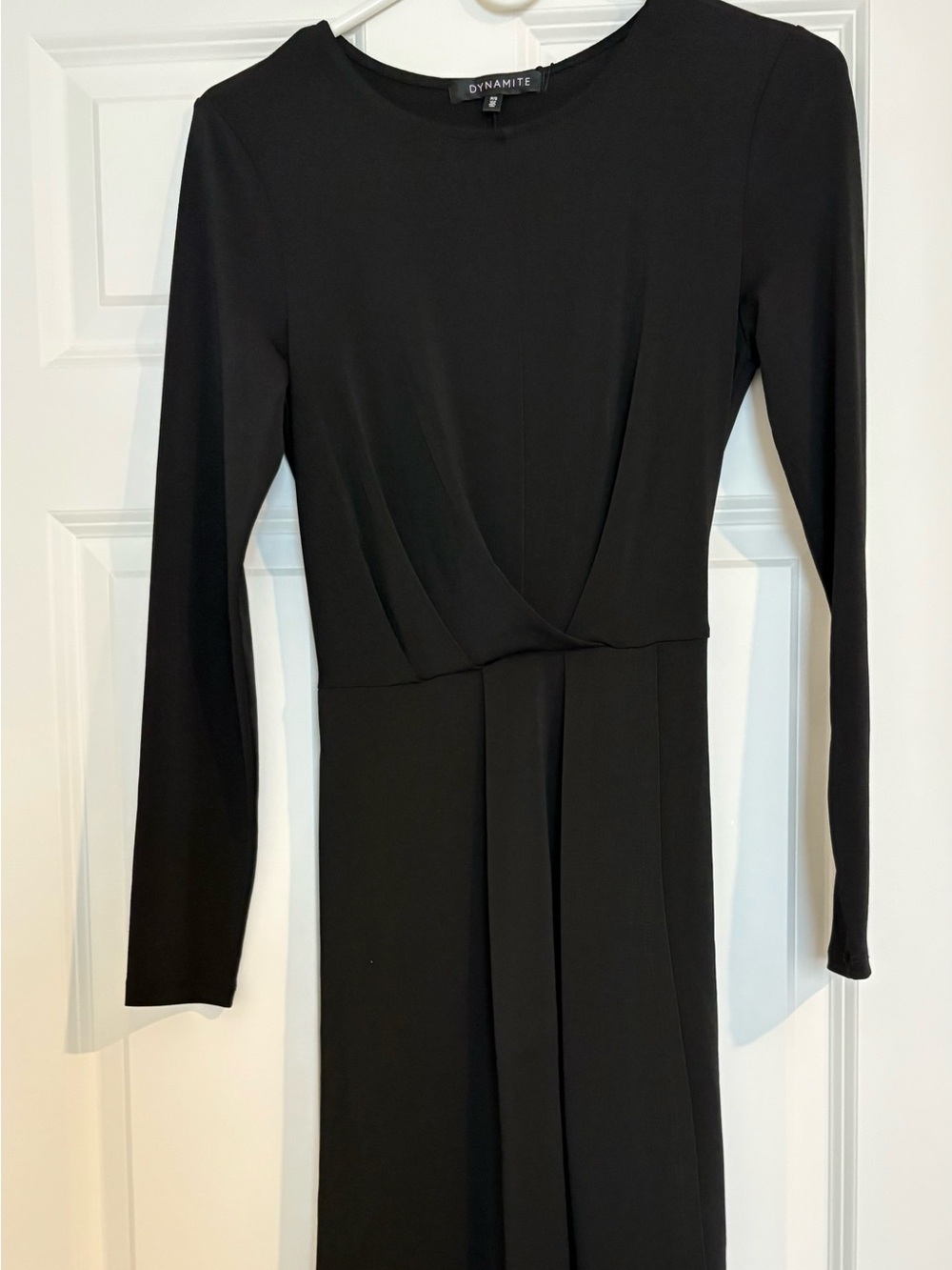 Dynamite Black Long Sleeve Wrap-Front Dress